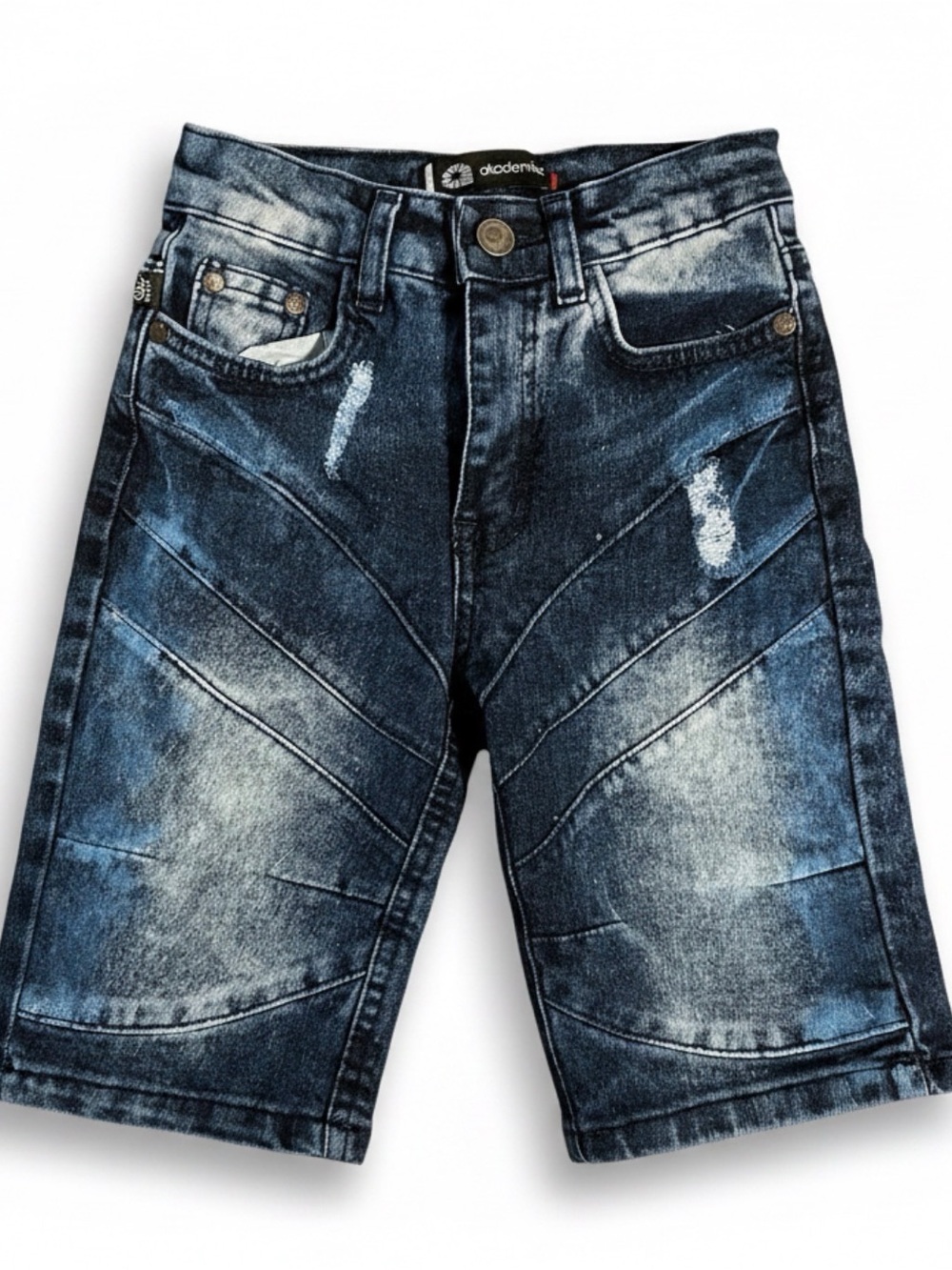 Akademiks Boys Dark Blue Distressed Denim Shorts